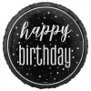 Folieballong Happy Birthday Svart/Sølv