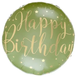 Folieballong Happy Birthday Grønn/Gull