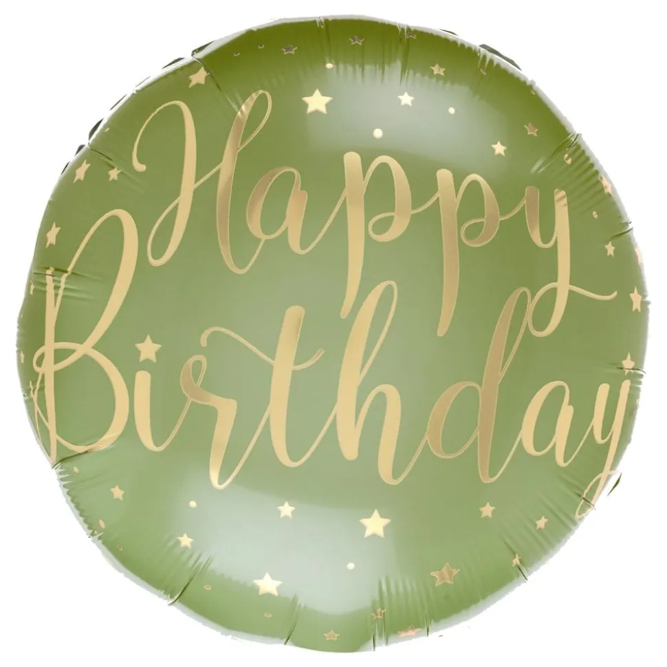 Folieballong Happy Birthday Grønn/Gull