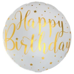 Folieballong Happy Birthday Hvit/Gull