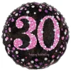 Folieballong 30 Happy Birthday Rosa Sparkling