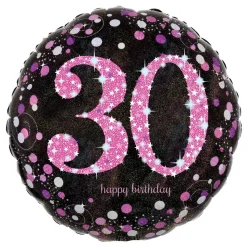 Folieballong 30 Happy Birthday Rosa Sparkling