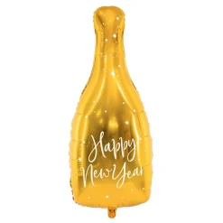 Folieballong Happy New Year Flaske Gull