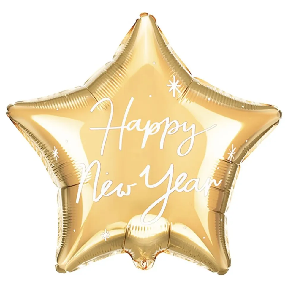 Folieballong Happy New Year Gull Stjerne