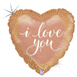 Folieballong Hjerte I Love You Rosegull