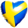 Folieballong Hjerte med Det Svenske Flagget