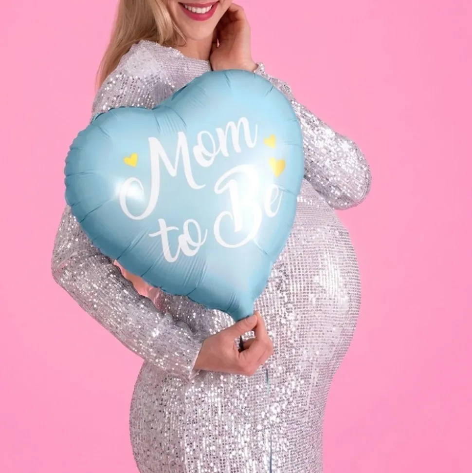 Folieballong Hjerte Mom to Be Blå