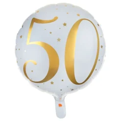 Folieballong 50 Hvit/Gull
