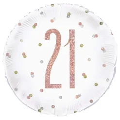 Folieballong 21 Hvit/Roségull Prikkete
