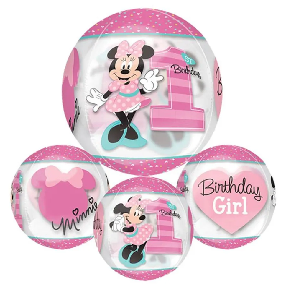 Folieballong Orbz 1st Birthday Minni Mus