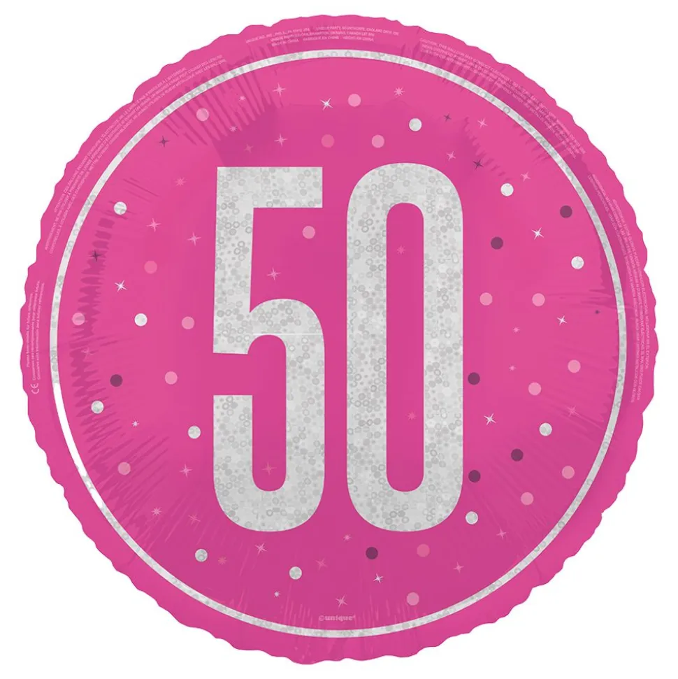 Folieballong 50 Rosa/Sølv