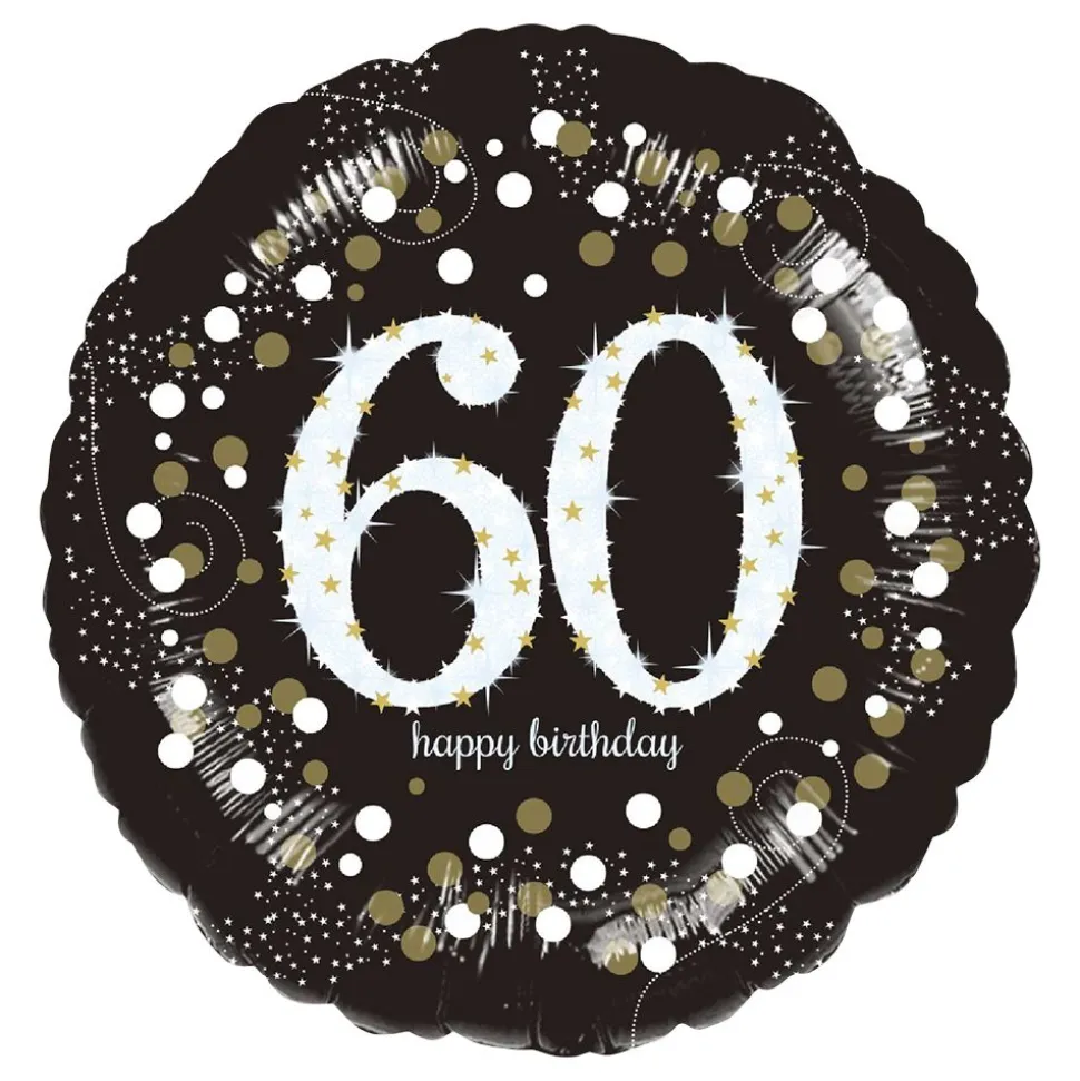 Folieballong Rund Sparkling Birthday 60
