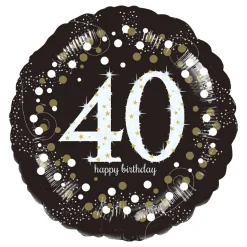 Folieballong Rund Sparkling Birthday 40