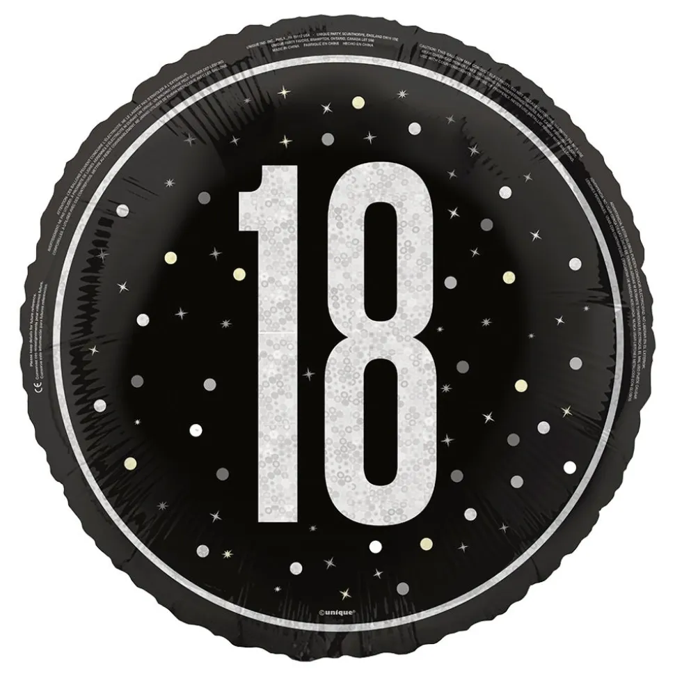 Folieballong 18 Svart/Sølv
