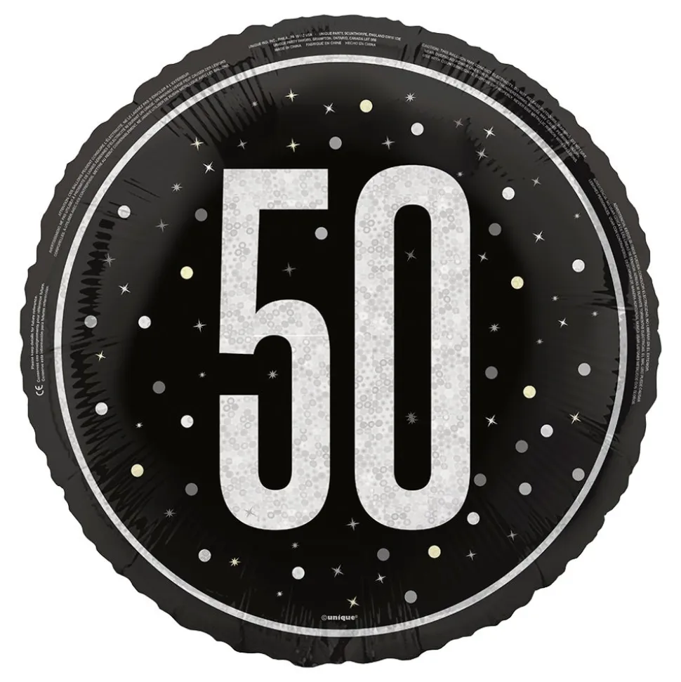 Folieballong 50 Svart/Sølv