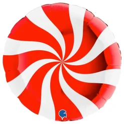 Folieballong Swirly Hvit-Rød