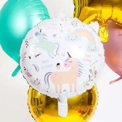 Folieballong Unicorn & Rainbows Happy Birthday