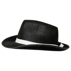 Gangsterhatt Svart med Hvitt Bånd