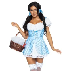 Gingham Lyseblå Kjole Deluxe Kostyme