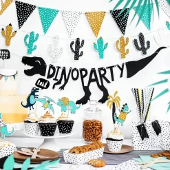 Girlander Dino Party Svart