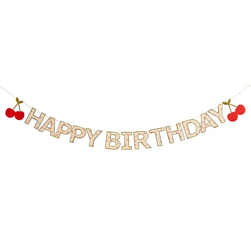 Girlander Happy Birthday Kirsebær