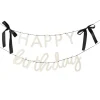 Girlander Happy Birthday kremhvit rosett