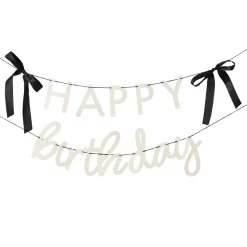 Girlander Happy Birthday kremhvit rosett
