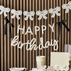 Girlander Happy Birthday kremhvit rosett