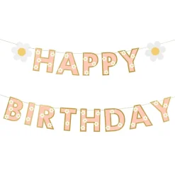 Girlander Happy Birthday med Blomster