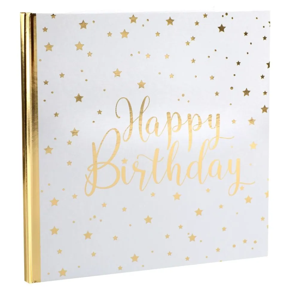 Gjestebok Happy Birthday Hvit/Gull