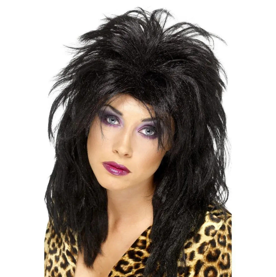 Glamrocker Svart Parykk