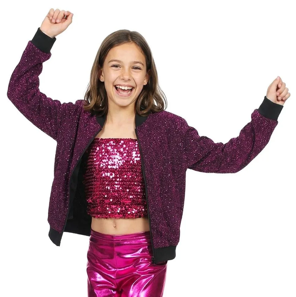 Glitterjakke rosa til barn
