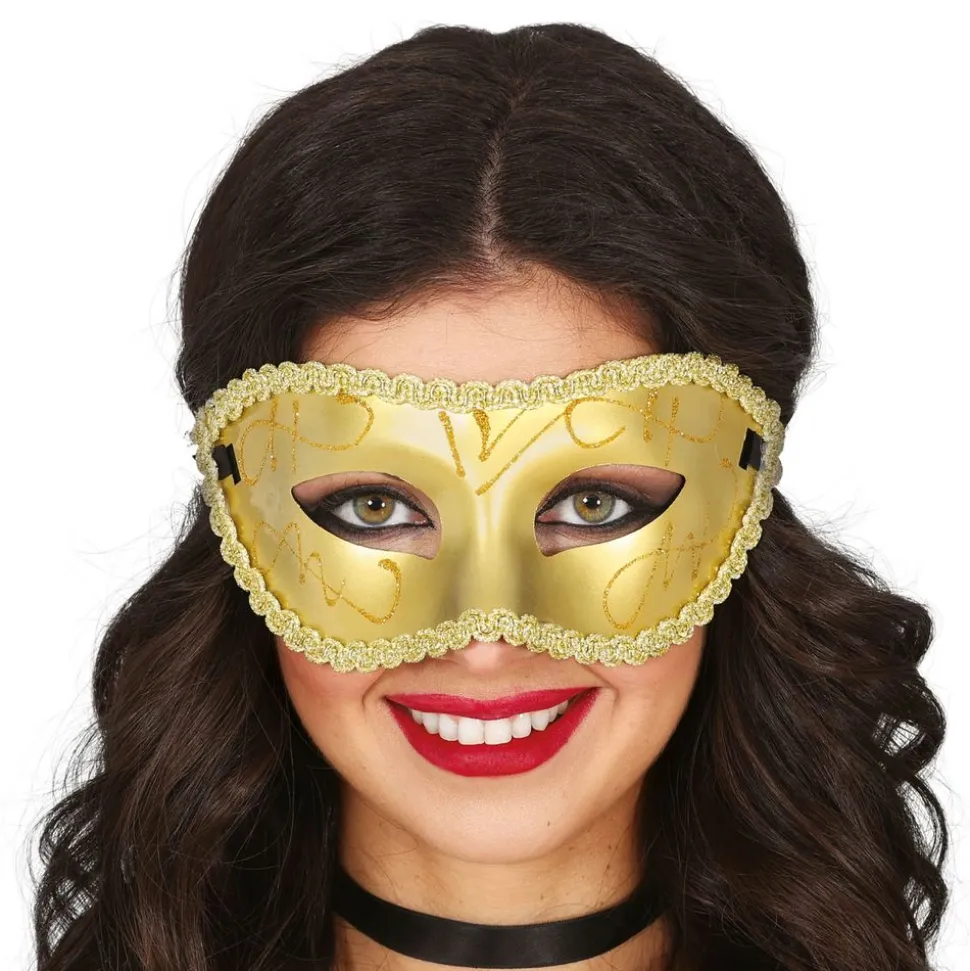 Gullfarget Øyemaske Glitter