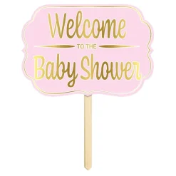 Hageskilt Welcome To The Babyshower Rosa