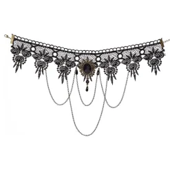 Halskjede choker svart med kjeder