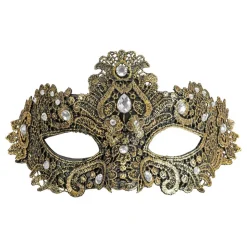 Halvmaske med strass gull
