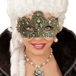 Halvmaske med strass gull