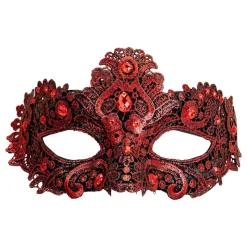 Halvmaske med strass rød
