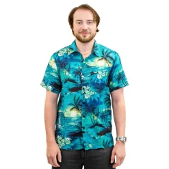 Hawaiiskjorte Herre Turkis