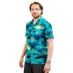 Hawaiiskjorte Herre Turkis
