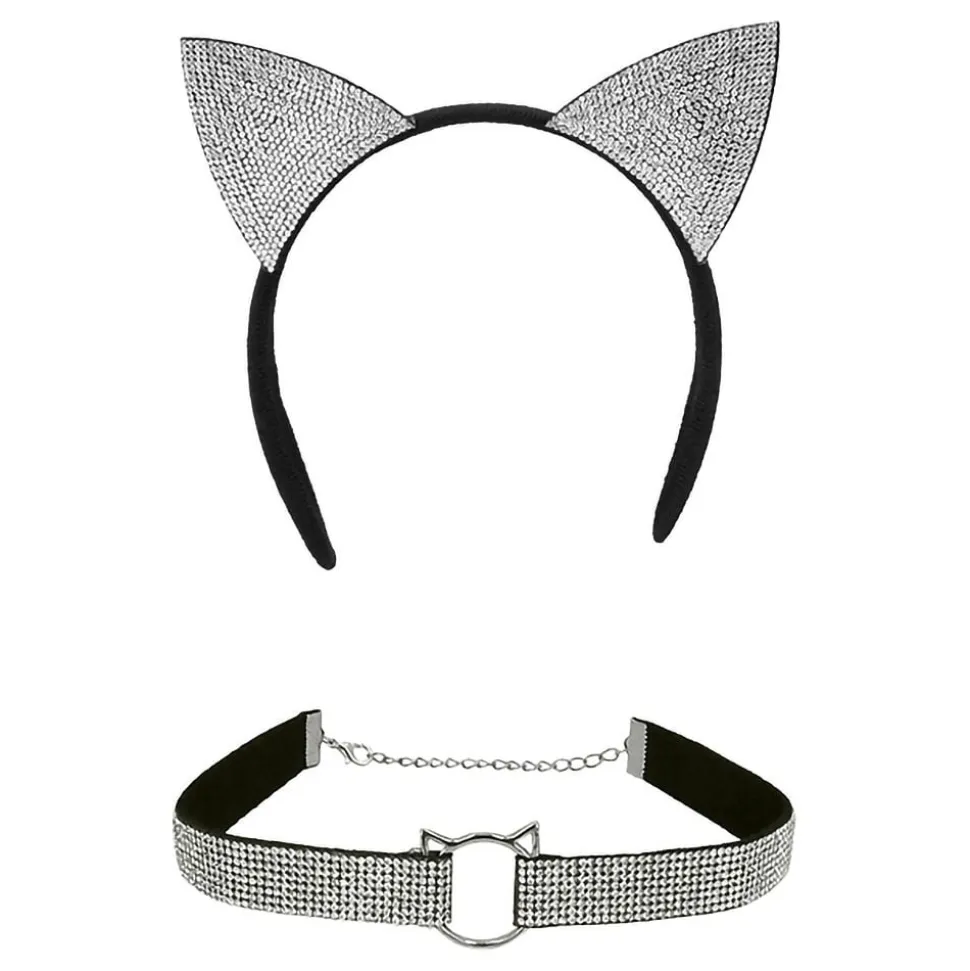 Hårbøyle Katteører & Choker Strass