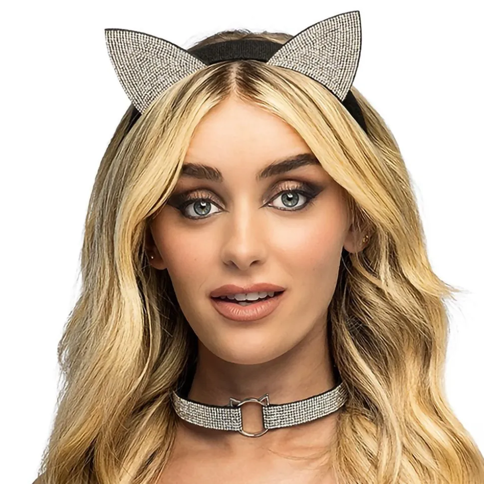 Hårbøyle Katteører & Choker Strass