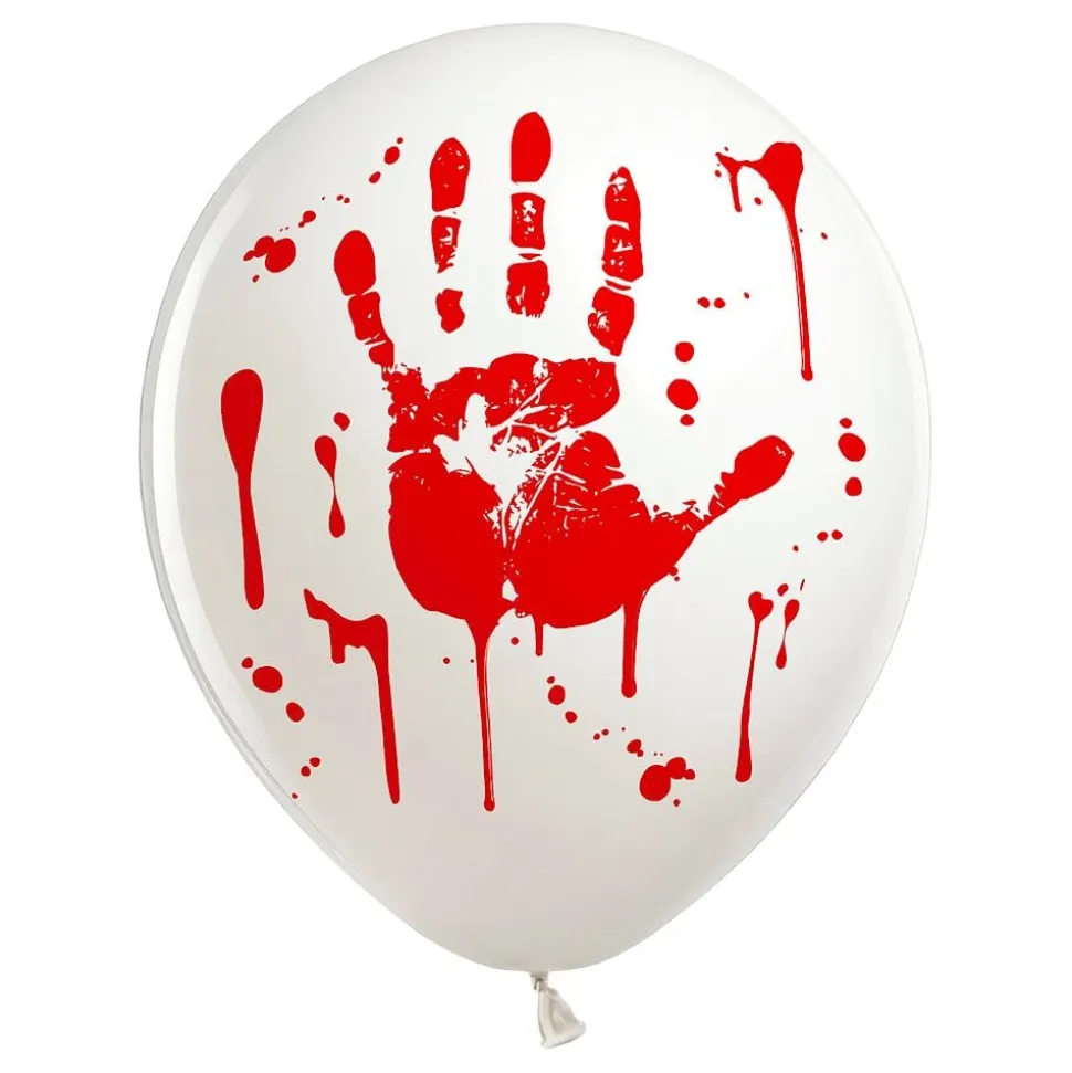 Hvite Ballonger med Blodige Håndavtrykk
