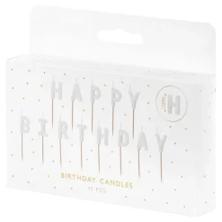 Hvite Kakelys Happy Birthday