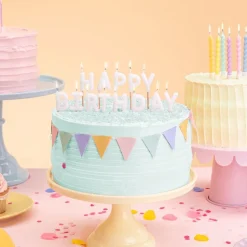 Hvite Kakelys Happy Birthday