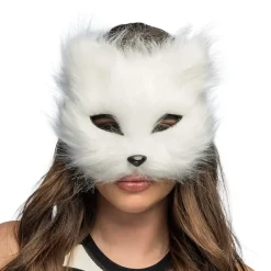 Hvit Katt Halvmaske