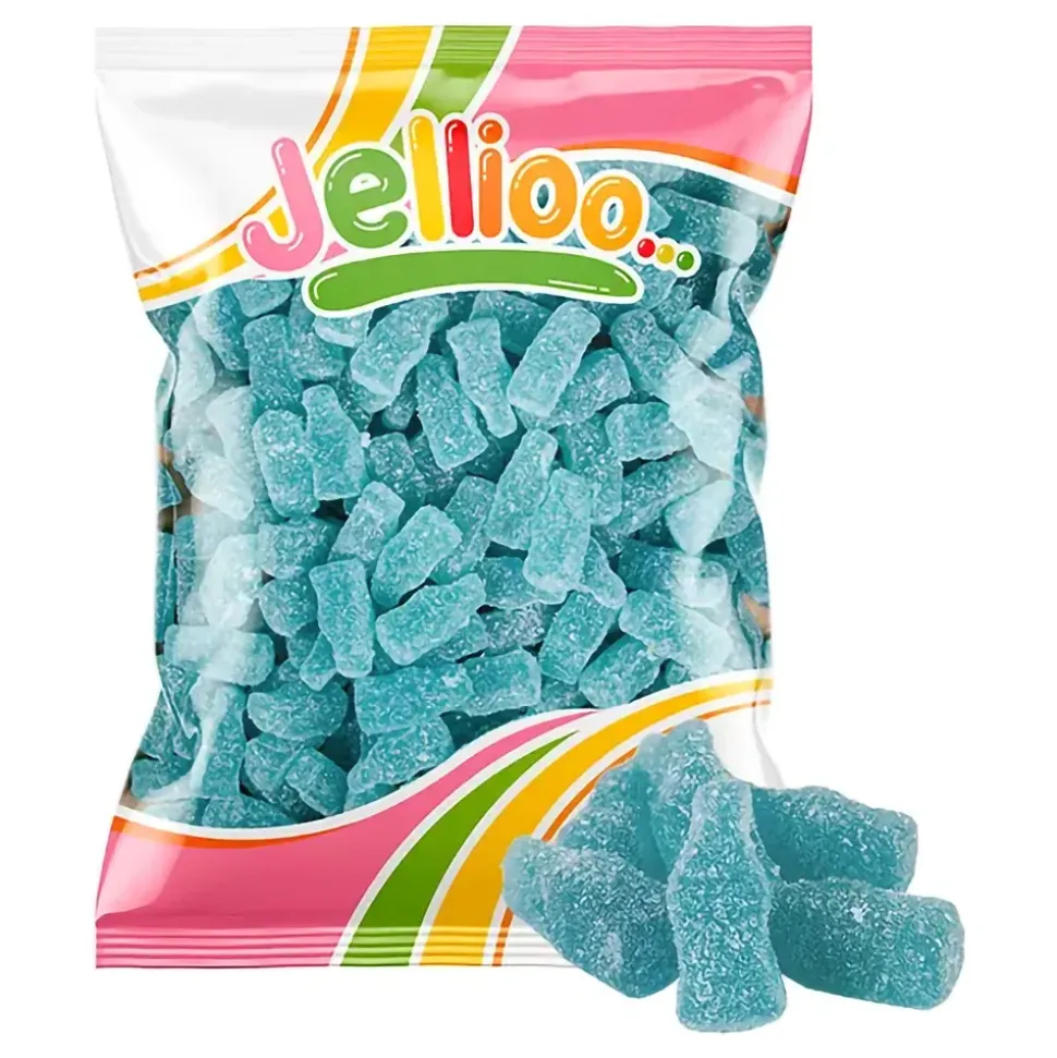 Jellioo Sur Gummy Blue Raspberry Bottle Storpakning