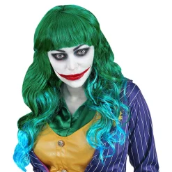 Joker Lang Grønn/Blå Parykk