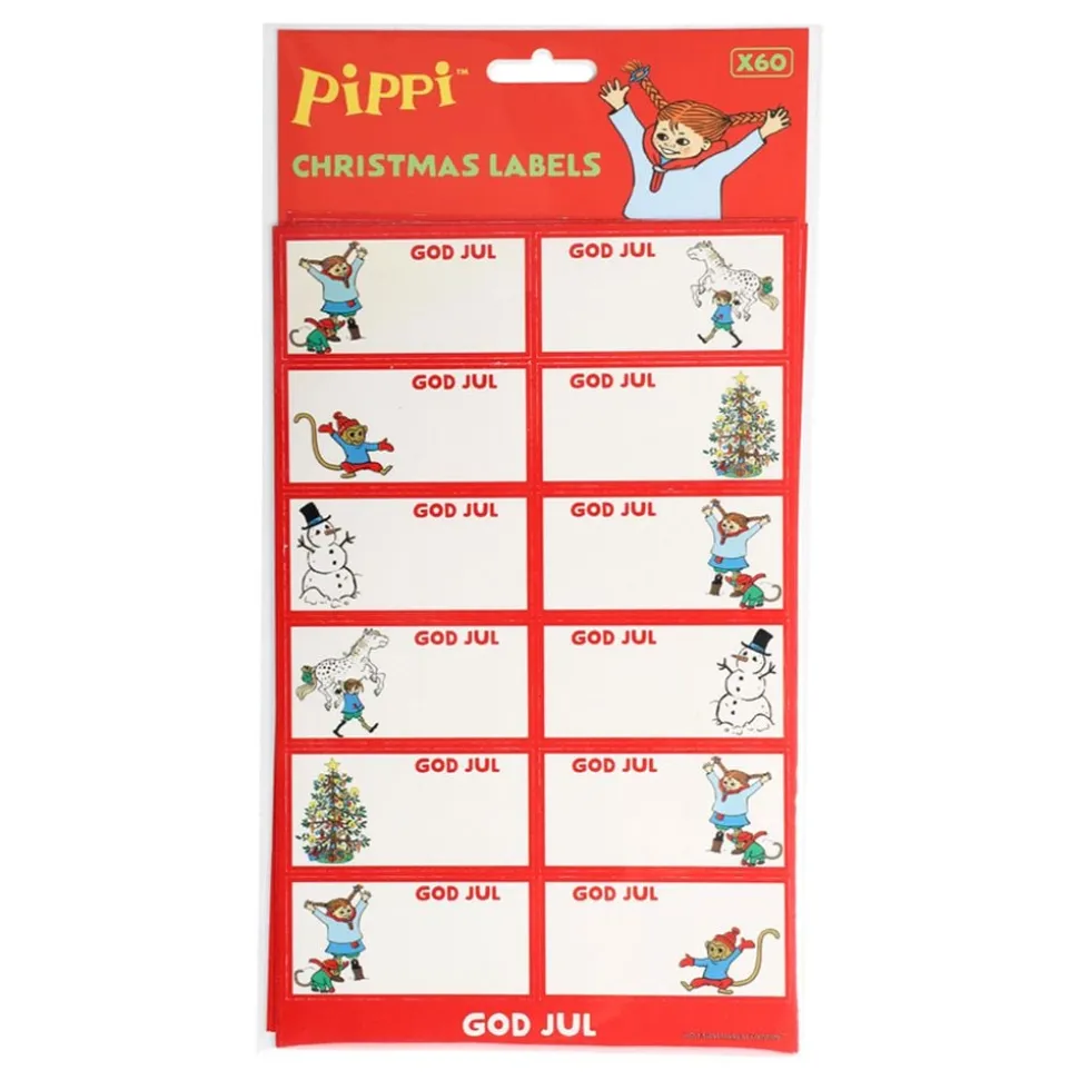 Juleetiketter Pippi Langstrømpe