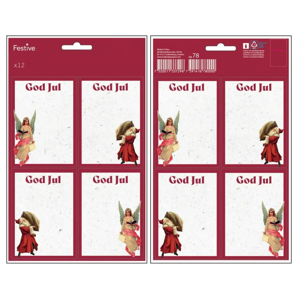 Juletiketter God Jul Rød